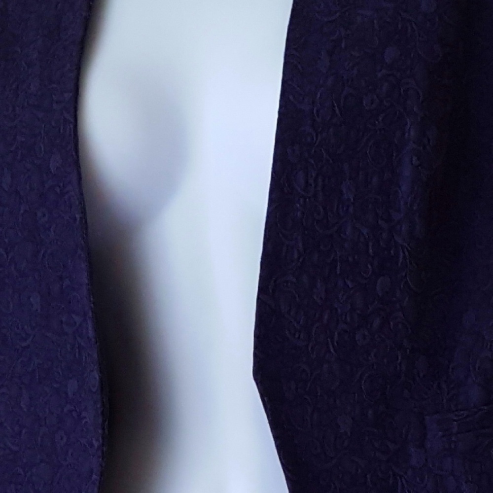 Damask Navy Blazer Jacket Feminine Body Hugging V Neck Fully Lined Unisex Size 8 - Picture 2 of 7